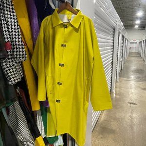 Oversized Men's yellow rubber raincoat plus matching rain hat